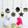 6pcs/set Ramadan Festival Wall Ceiling Decoration Ramadan Spiral Tag Hanging Ornament Decor Eid Mubarak Party Decor