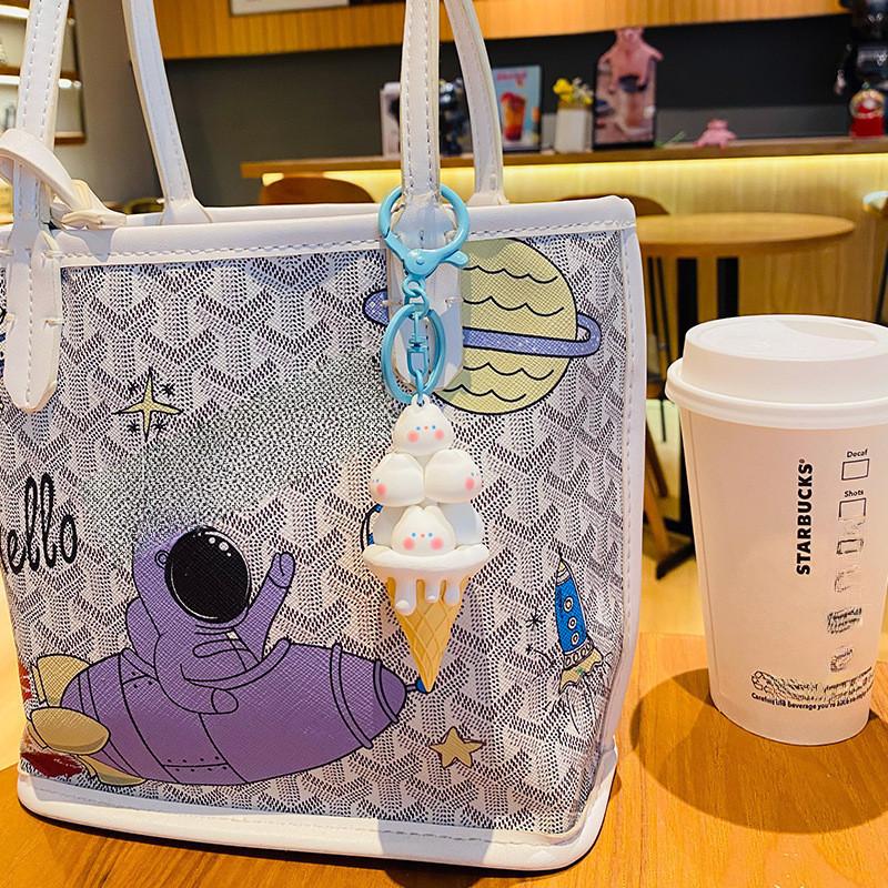 Unique Cream Ice Stack Keychain Adorable Silicone Cartoon Bag Accessory