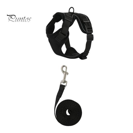 

Кошачья шлейка и поводок для прогулок, регулируемый, устойчивый к побегу, жилет для котят, шлейка со светоотражающими полосками для котят средних и больших размеров M чёрный