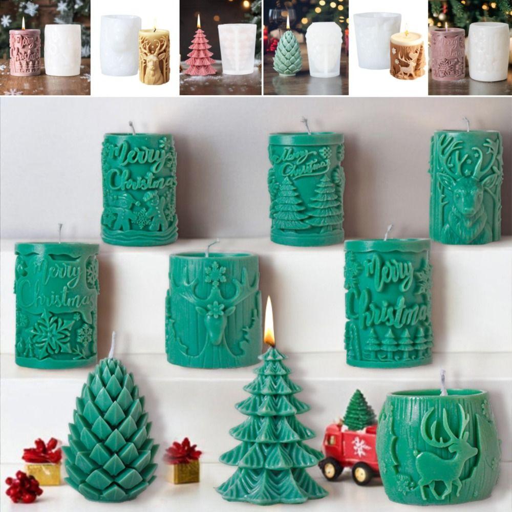 Silicone Soap Making Mold Elk Plaster Mold Christmas Candle Mold  Festival Decorations