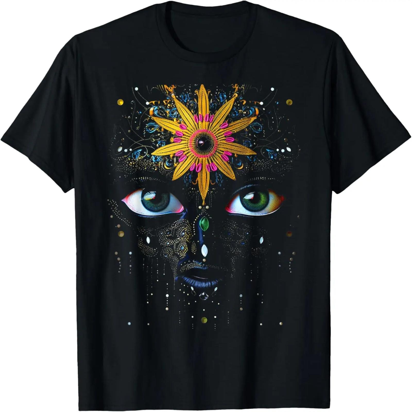 

Eyes Drawing Art Sunflowers Face Graphic Motif T-Shirt XXXXXL чёрный
