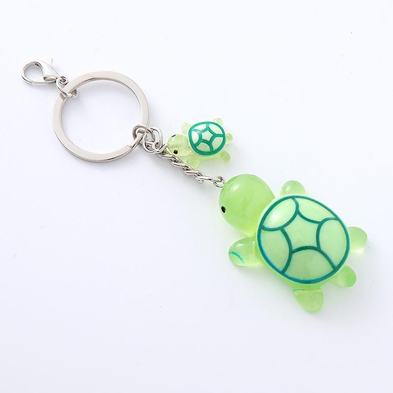 Cartoon 3D Luminous Turtle Keychain Pendant Cute Animals Charms Key Ring Exquisite Backpack Decoration Accessories Gifts