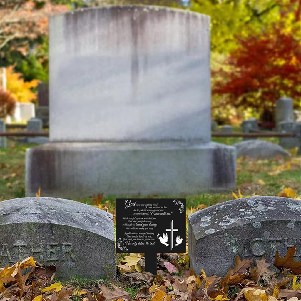 Memorial Metal Grave Markers Cemetery Garden Stake Memorial Plaque Garden Grave Decoration For Cemetery Outdoors Yard Garden