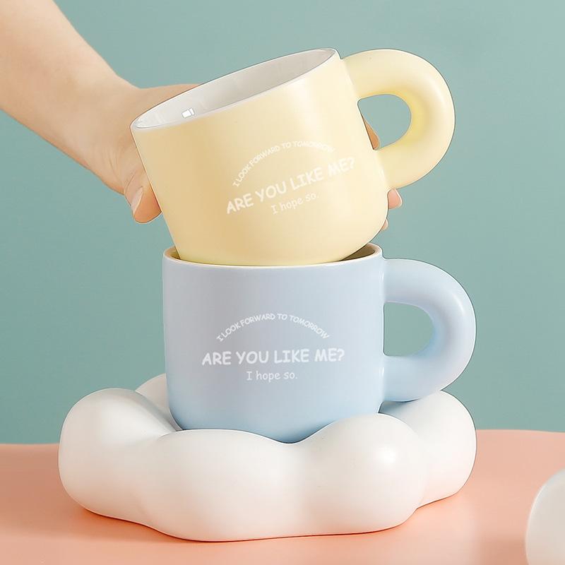 Souvenir Coffee Cup Saucer Cartoon Ceramic Cup Small Fresh Mug Women's High Quality Water Cup Cloud Cup Gift