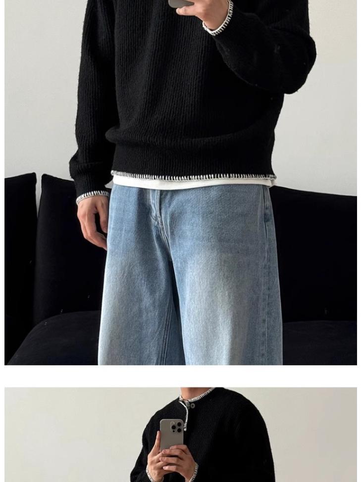 Men's Cleanfit Henley Collar Knit Sweater - Autumn/Winter High-End, Casual Base Layer
