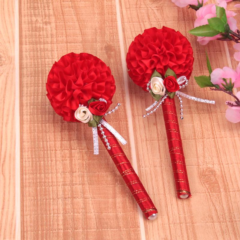 1PC Creative Coloful Flower Bow Bonny Ballpoint Pen Fresh Long Stick Sign Pen For Wedding Gift