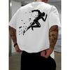 European Size Men'S Summer Casual Short-Sleeve T-Shirt Featuring a Distressed Running Figure Design, Versatile And Trendy for Men'S Fashion