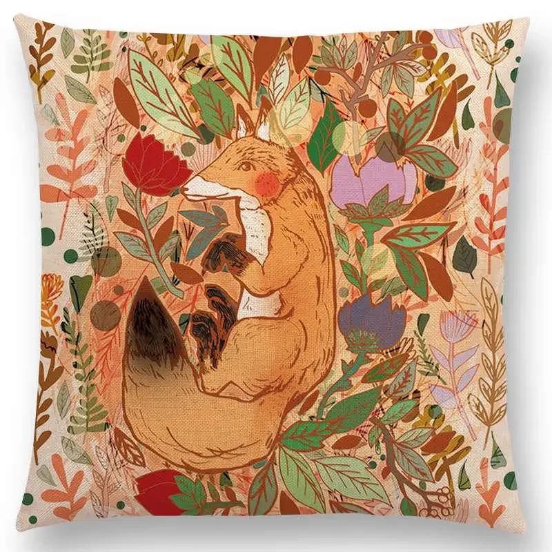 Floral Fantasy Fairy Tale Wonder World Cushion Cover Dreamscape Animals Deer Bird Fox Unicorn Owl Flowers Sofa Throw Pillow Case
