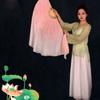 10cm Half Circle Silk Veil Chinese Short Bellydance Fan Hand Dye Adults Fan  Kid Women