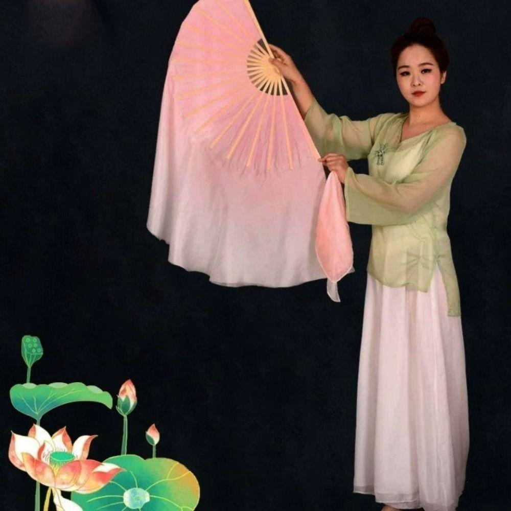 10cm Half Circle Silk Veil Chinese Short Bellydance Fan Hand Dye Adults Fan  Kid Women