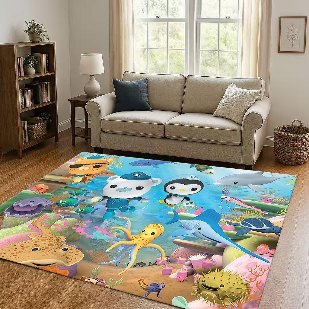 Cute Octonauts Barnacles Cartoon Living Room Non-Slip Area Rug Carpet for Bedroom Playroom Sofa,Easy Clean Home Decor Doormat