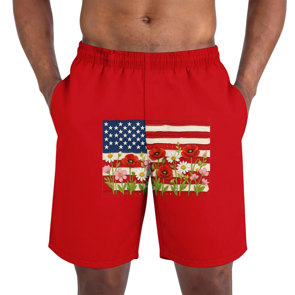 Pantalones Cortos Casuales de Moda con Estampado del Día de la Independencia para Hombre, Pantalones Cortos Deportivos Ligeros y Transpirables para Hombre