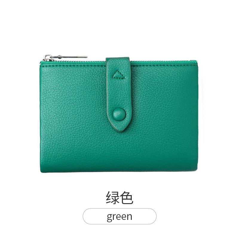 

Новый кошелек-бестселлер Женский однотонный кошелек для мелочи с застежкой-молнией и пряжкой Многофункциональный модный короткий кошелек зелёный