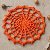 Decorative Gothic Yarn Coasters Spider Web Crochet Coaster, Handmade Knitted Drink Mat, Aesthetic Table Boho Style Dining Mats Protection Mats,