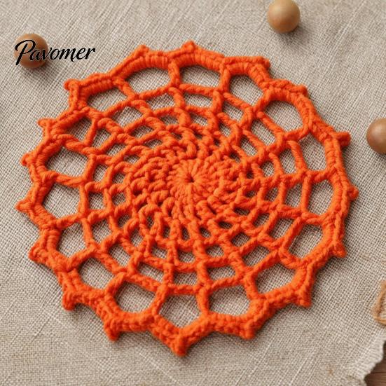 Decorative Gothic Yarn Coasters Spider Web Crochet Coaster, Handmade Knitted Drink Mat, Aesthetic Table Boho Style Dining Mats Protection Mats,
