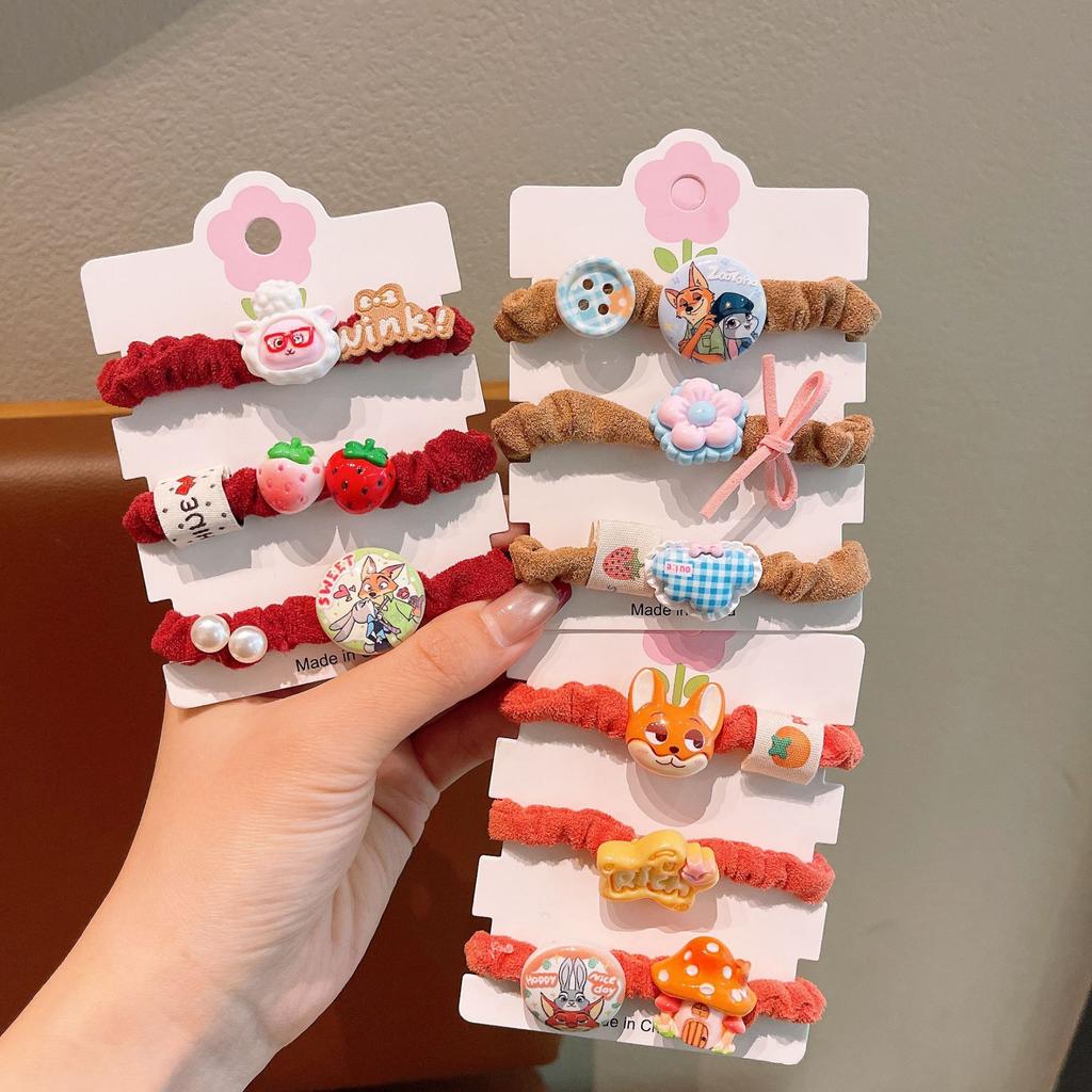 Cartoon crazy animal city hair band children bunny police officer hair rope girls tie hair small intestine ring fox hair accessories