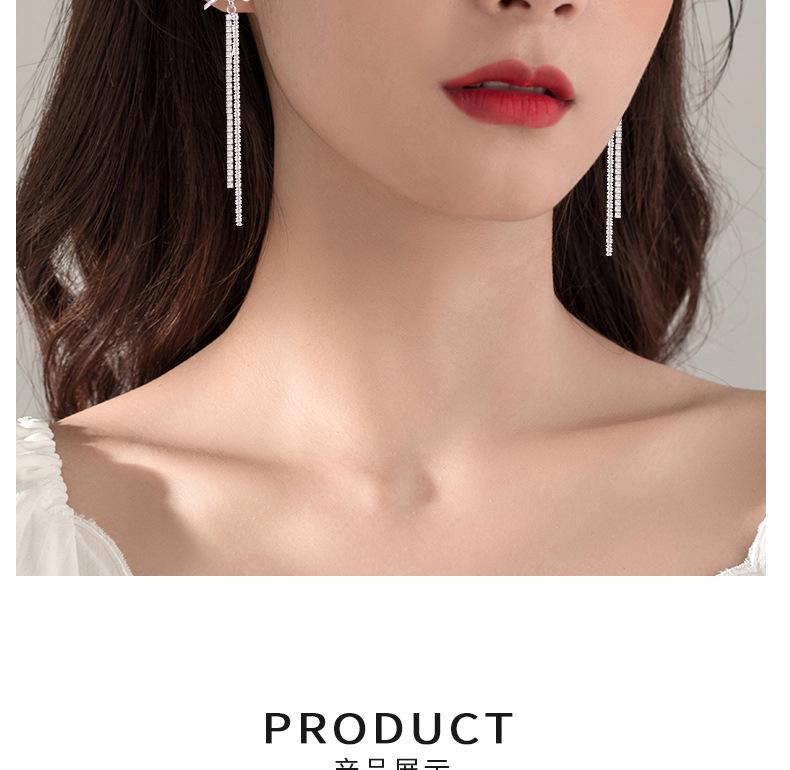 S925 Sterling Silver Bowknot Diamond Inlaid Long Tassel Earrings - Luxurious, Versatile Fashion Accessories for Women