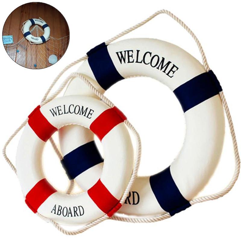 14/20CM Nautical Life Buoy Wall Decor Red Blue Life Ring Art Mediterranean Beach Style Home Living Room Wall Hanging Ornament