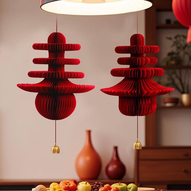 Year Paper Ornament Decoration Lanterns Wedding Decoration 3D Honeycomb Gourd Decorative Pendant Horse Year 2026 Door Decor