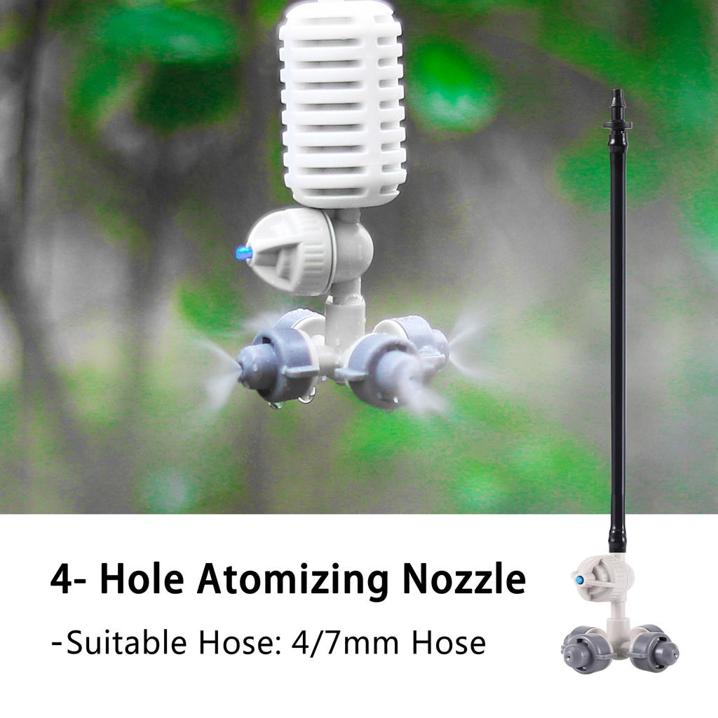 4/7mm Hanging Irrigation Cross Atomizing Nozzle, Drip Irrigation Garden Greenhouse Indoor Humidifier with Valve Anti-Drip Nozzle