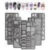 6PCS Nail Stamping Plates Set for Unique and Creative Nail Designs Metal Printing Nail Accesories for Salon or Home Use