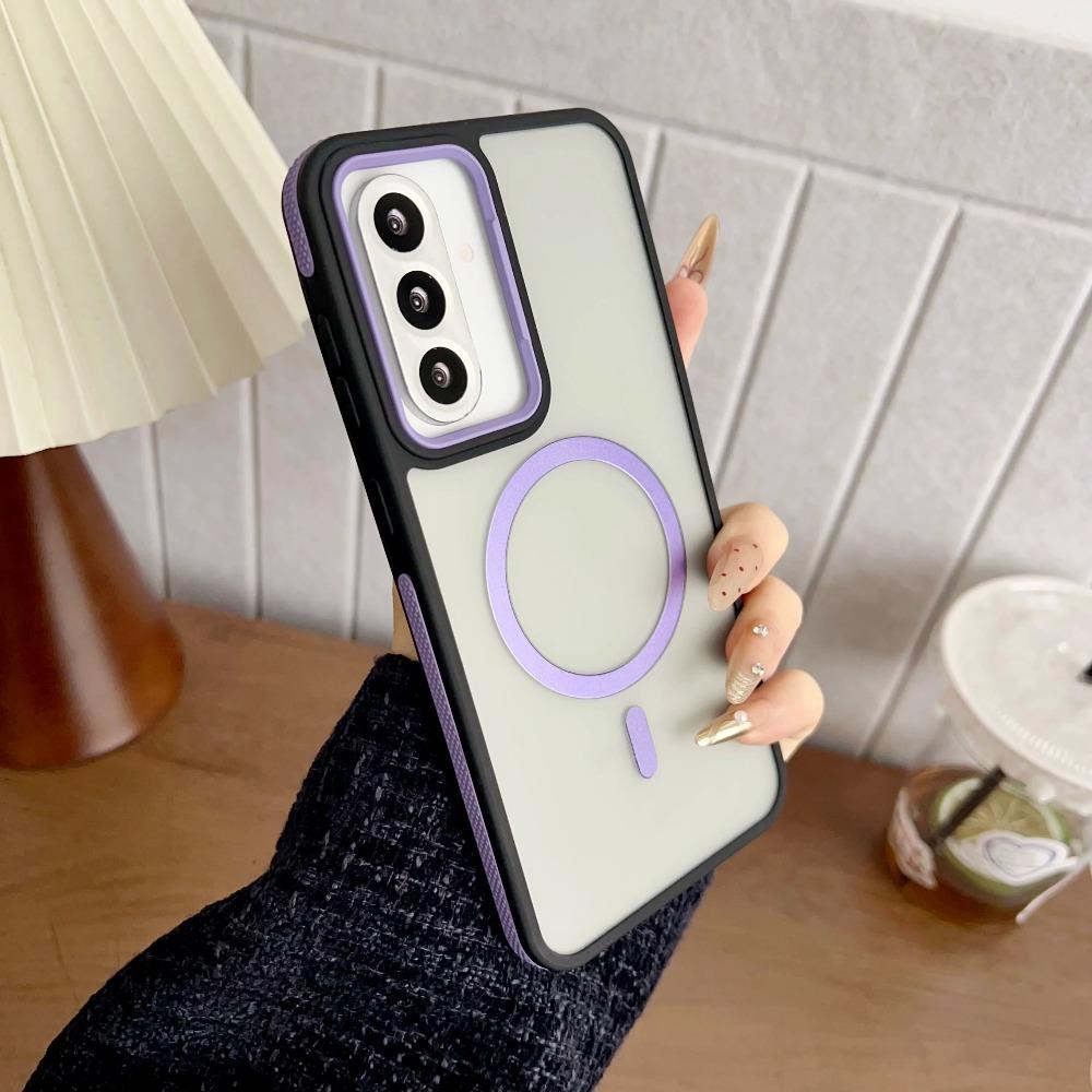 

Frosted Magnetic Phone Case For Samsung A57 A37 A17 A07 A56 A36 A26 A16 A06 A55 A35 A25 A54 For Magsafe Anti-Slip Edge Cover Galaxy A56 5G фиолетовый