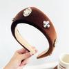 Black Velvet Headband Featuring White Pearls Decoration for Women's Vintage Holiday Fashion Hair Accessory for Daily Use