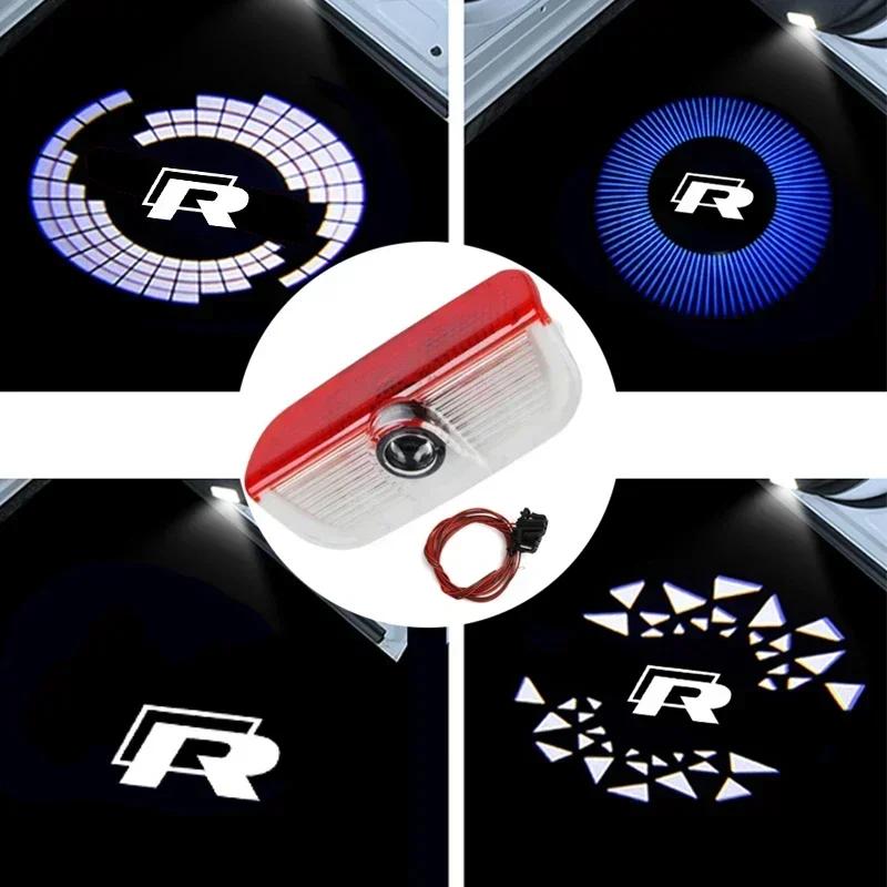 2026 Hot For VW VOLKSWAGEN 2PCS Car Door Welcome Projector Light LED Ghost Shadow Lamp for Volkswagen Rline Golf Tiguan POLO BOR