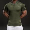 Summer Casual Short-sleeved T-shirt Fashion Sporty Slim Elastic Fitness Outdoor Collar Solid Color T-shirt Men