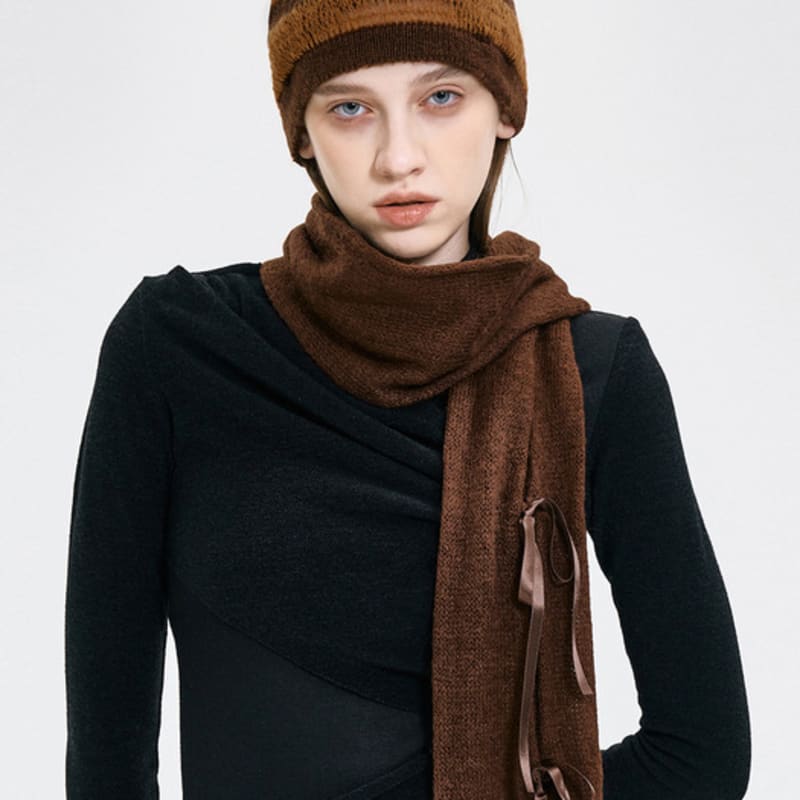 

KIMZISU Ribbon Tied Beanie _ BROWN BROWN_OS