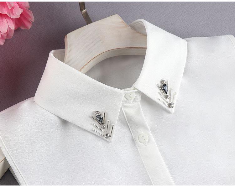 Versatile Women's White Beaded Detachable Shirt Collar for Sweaters – Autumn and Winter Accessory