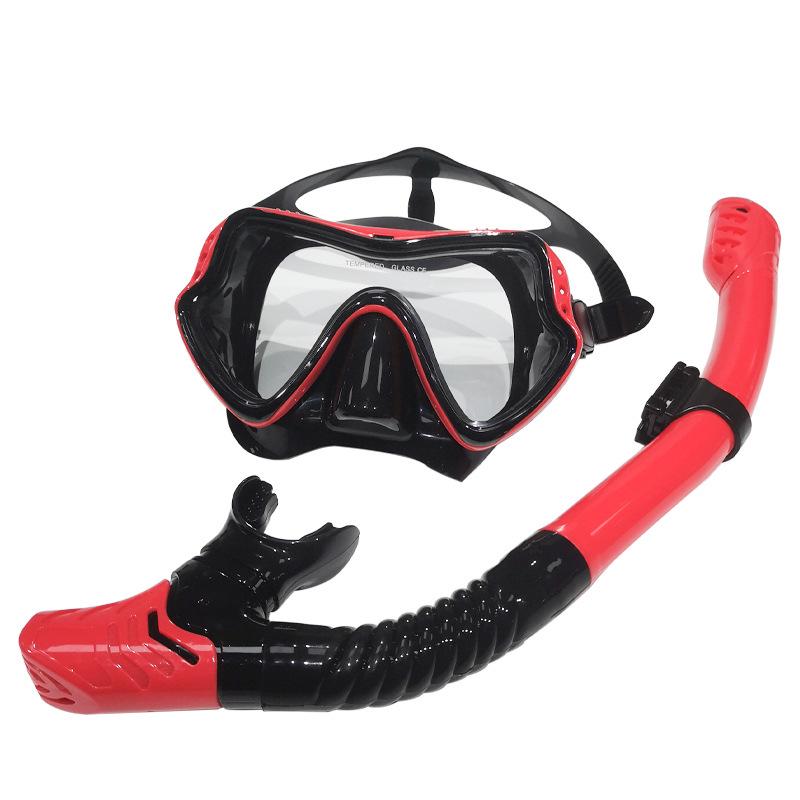 Snorkeling & Diving Set: Large Frame Silicone Mask and Snorkel for Men and Women