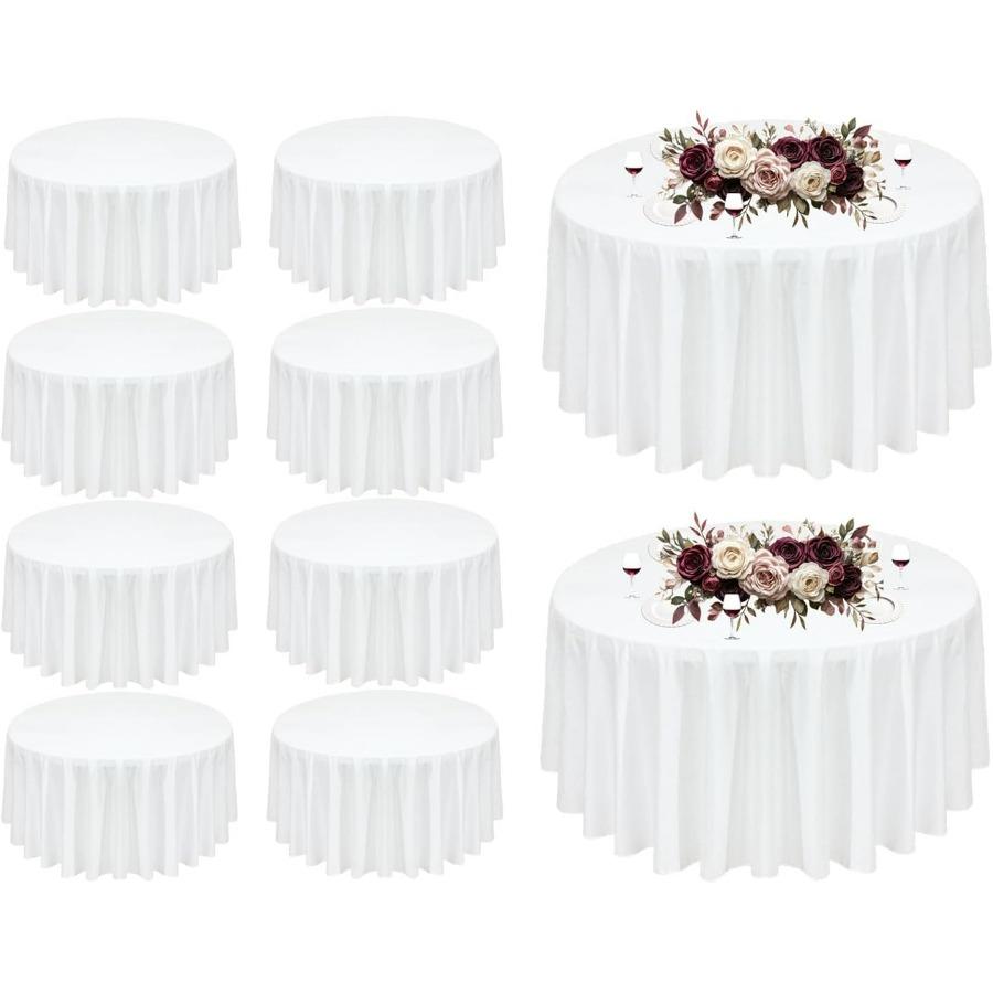 

10Pack White Round Tablecloth 90 inch White Table Cloth, Washable Round Table Cloth Polyester Table Cover for Dining Wedding Ban United States