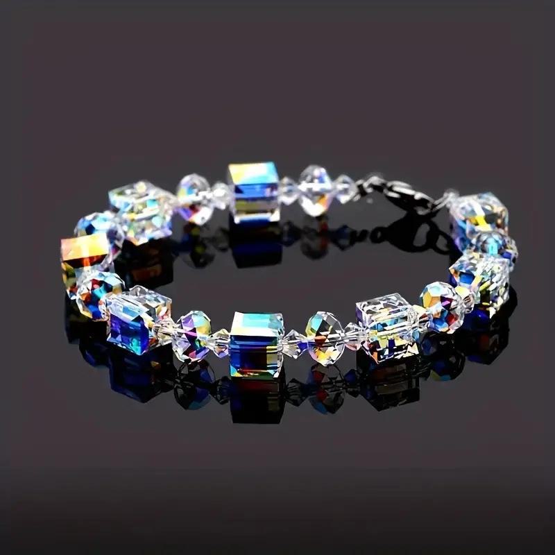 6-8mm Multi-Faceted High-Transparency Crystal Square Beads for Colorful DIY Jewelry Making