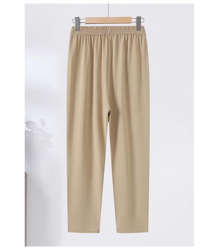 Letní elastické ležérní kalhoty s vysokým pasem pro ženy středního věku