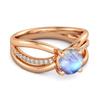 Moonstone Infinity Pave Split Band Ring - 925 Sterling Silver Rose Gold Vermeil
