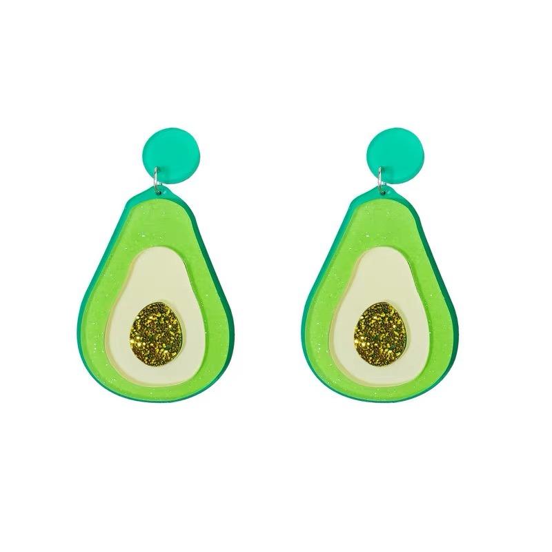 Trendy Funny Fruit Vegetables Acrylic Women's Drop Earrings Cute Strawberry Watermelon Lemon Cherry Dangle Earring Party Jewelry