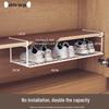 Retractable Shoe Cabinet with Dividers and Foldable Bracket - Space-Saving Storage Rack with Under-Hanging Baskets.