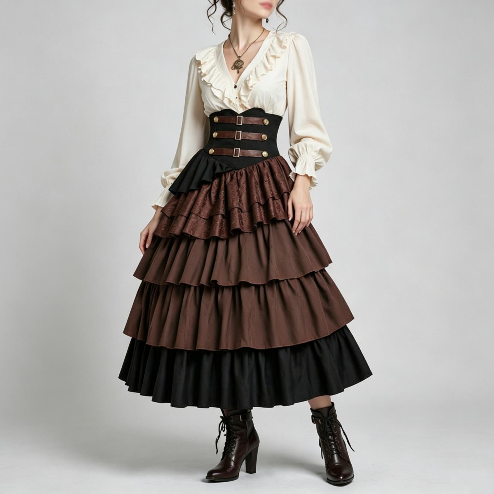 Women`s Costume Dress with High Waist