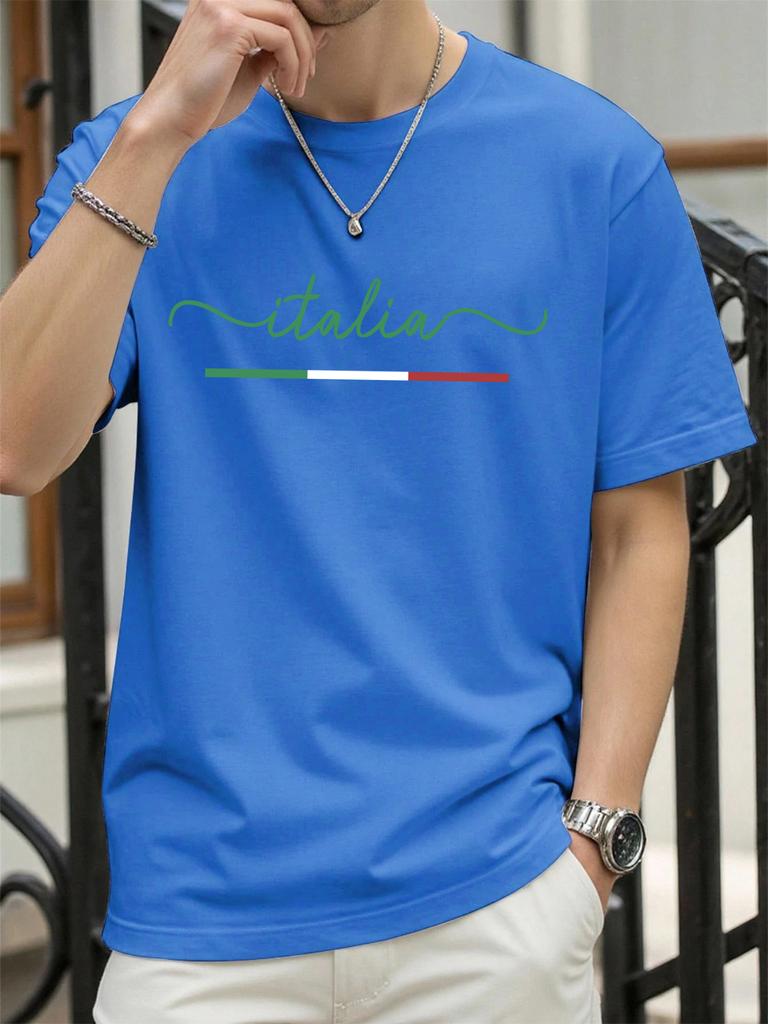 Classic Colors Representing Italy Pattern TShirt Mens Summer Soft T Shirts Cotton Comfortable Sportswear Unisex Hip Hop Clothes