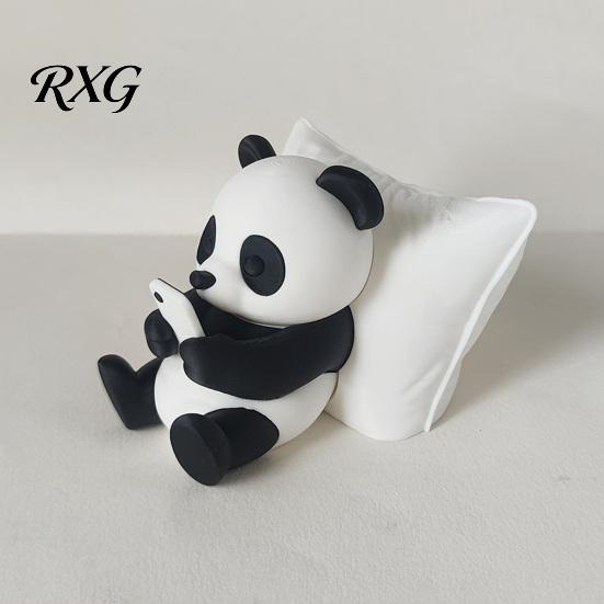 Small Animal Figurines 3D Printed Panda Ornaments, Cute & Pillow Desktop Figurine, Stress Relief Sculpture Room Decor for Home Office Decoration,