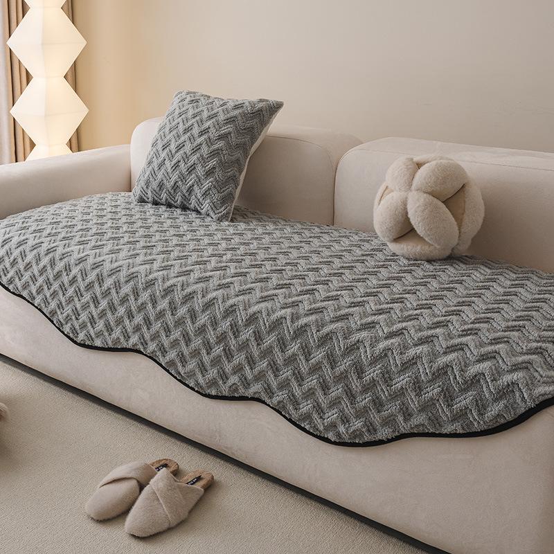 Autumn And Winter Plush Straight Row Sofa Cushion Cross-Border Special-Shaped Irregular Wavy Edge Seat Cushion Warm Non-Slip Sofa Seat Cushion