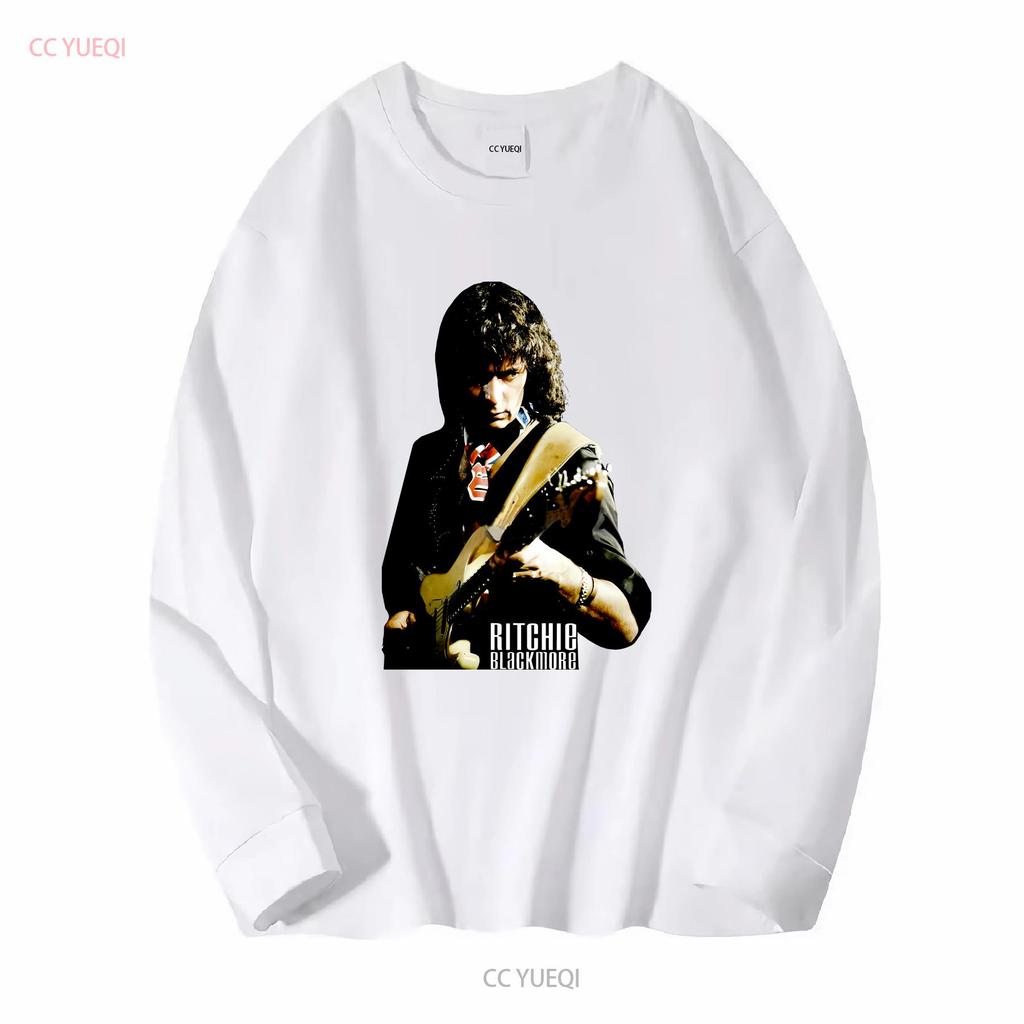 Ritchie Blackmore Deep Purple Pánské tričko Černé Všechny velikosti 1PT134 s dlouhým nebo krátkým rukávem vintage Vypraný top Pro každodenní nošení