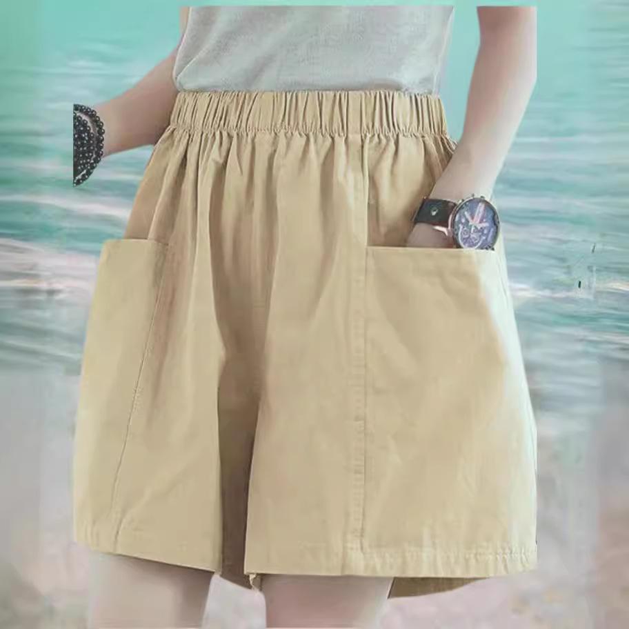 Women's Summer High-Waisted Elastic Cotton Shorts - Japanese & Korean Style