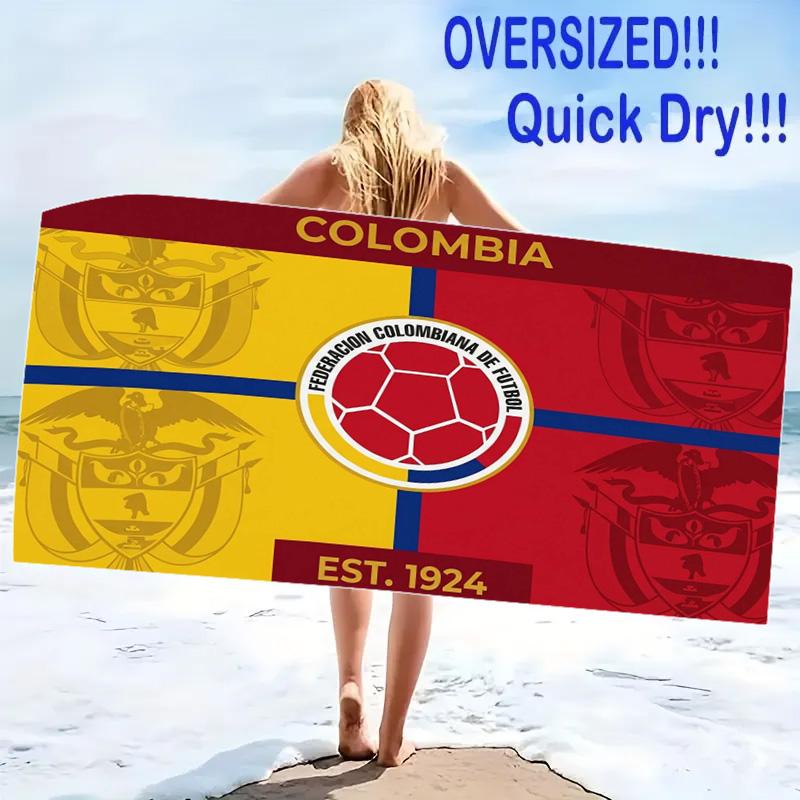 Futbol Colombiano Print Beach Towel, Large Soft Quick Dry Towel for Beach Camping Swimming