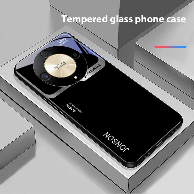 Large Window Green For Honor Magic 6 50 70 90 Lite X7b 200 Pro Nova 10 Nova 5T X6 P30 Pura 70 Ultra Tempered Glass Phone Case