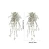 Elegant Dangle Earrings With Glittering Beaded Tassels Sensitive Skin Friendly Alloy Jewelry For Daily Wear