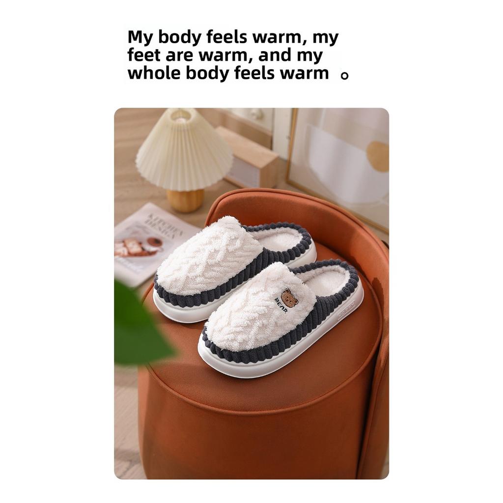 Cotton Slippers for Women, Autumn and Winter, Indoor, Anti Slip, Household, Couple, Woolen Slippers for Men, Winter Cotton Shoes