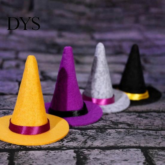 Felt Witch Hat for Party Favors 2 Pcs Mini Hats, Cute Tiny Wizard Wine Multi Color Hats Bottle Topper Halloween Favors, DIY Crafts, Home Table