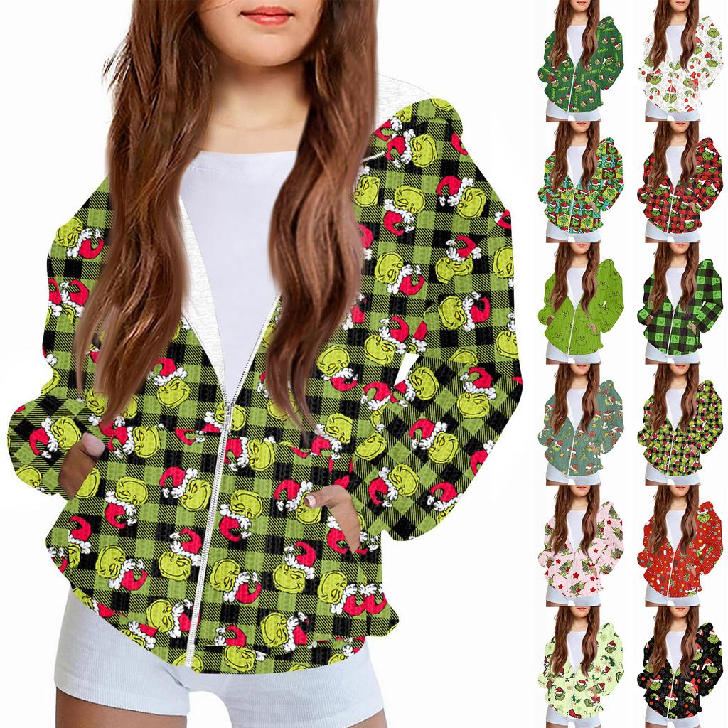 Children Girls And Boys Fashion Jacket Casual Printed Long-sleeved Hooded Cardigan Sweatshirts